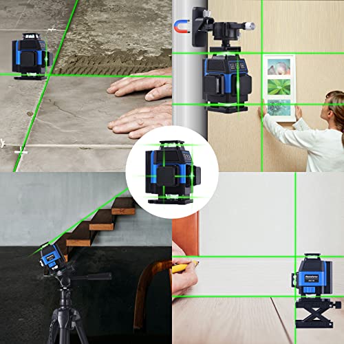 Laser Level Self Leveling - Jkaoclever 16 Lines 4x360° Level Tool, 150FT Green Cross Line Lazer Level for Construction/Picture Hanging -2 Rechargeable Batteries, Wall Bracket