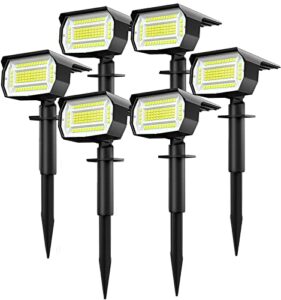 solar spot lights outdoor, 6 pack ip65 solar lights outdoor waterproof 72 leds solar landscape spotlights,auto on/off 3 lighting modes outdoor solar garden lights for yard, patio, pathway -cool white