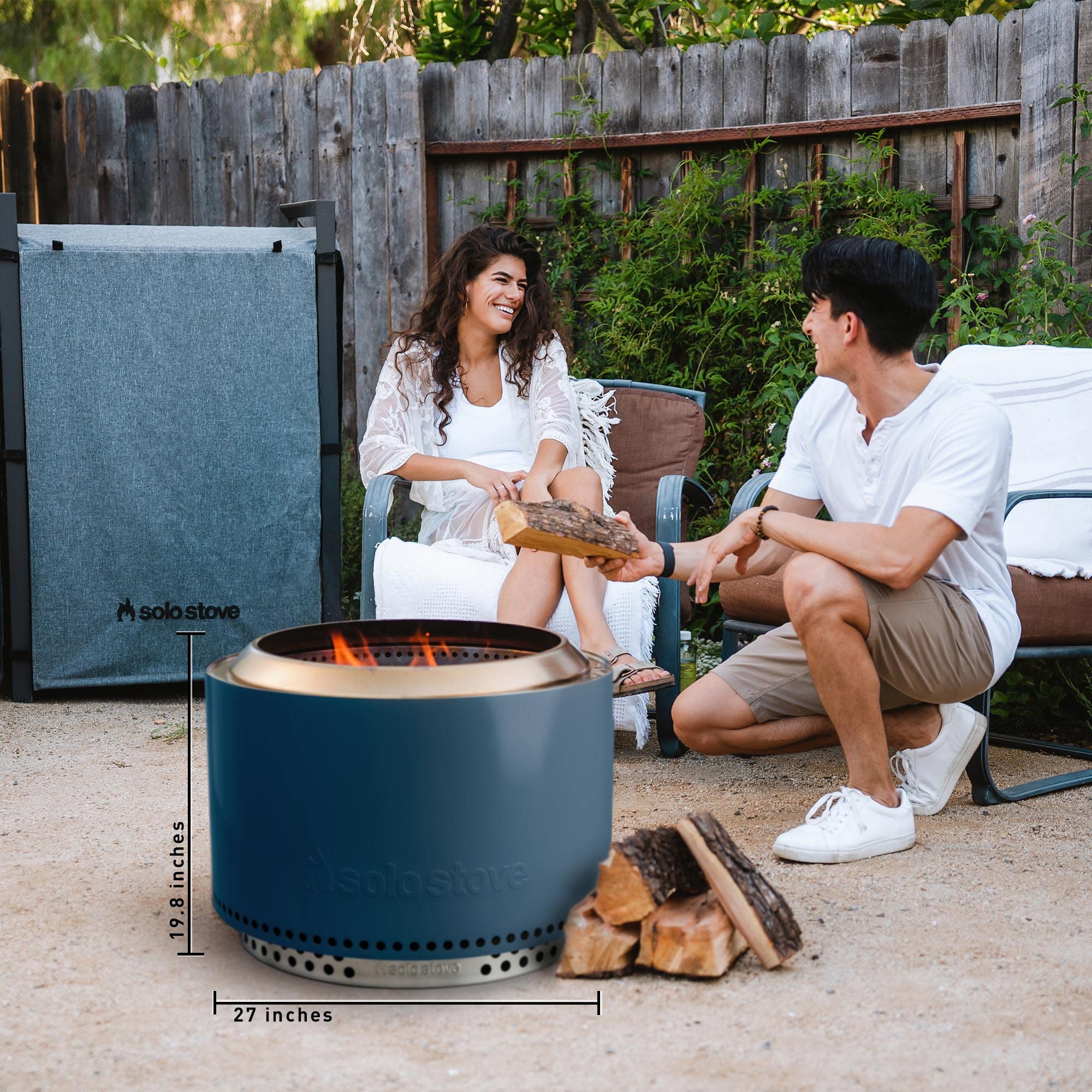 Solo Stove Yukon 2.0 with Stand, Smokeless Fire Pit | Portable Wood Burning Fireplace with Removable Ash Pan, Large Outdoor Firepit, Stainless Steel, H: 19.8 in x Dia: 27 in, 43.9. lbs, Color: Water