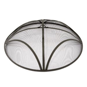 27in reinforced steel round fire pit screen cover,outdoor patio fire pit spark screen,heavy duty steel mesh firepit ember lid with handle