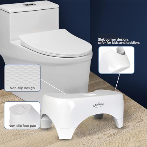 GenieBidet 7" Toilet Stool, Portable Poop Stool-350 lbs Weight, Anti-Slip Bathroom Stool for Kids & Adults, Plastic Toilet Assistance Step Stool