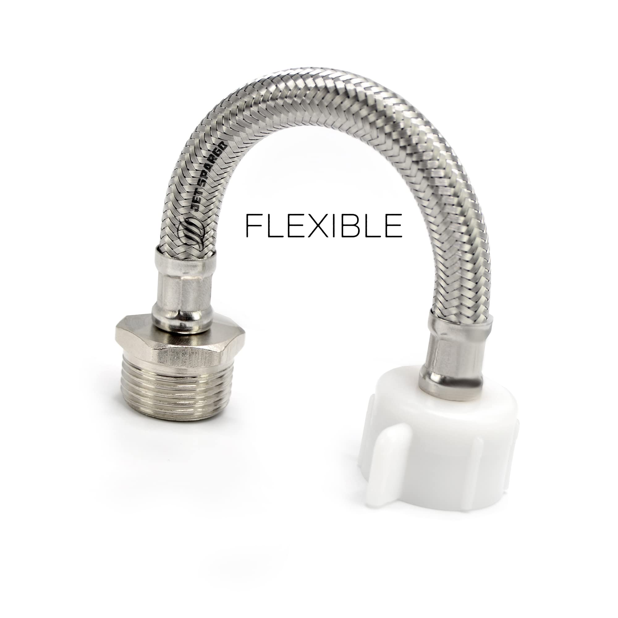 Jet Spargo Toilet Supply Hose Extension Connector - 6 Inches 7/8 Male To 7/8 Female - Flexible Adapter - Stops Leaking Of Bidet Sprayer T Adapter - Can Be Used For Skirted Toilet