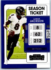 2021 panini contenders season ticket #7 lamar jackson baltimore ravens nfl football trading card