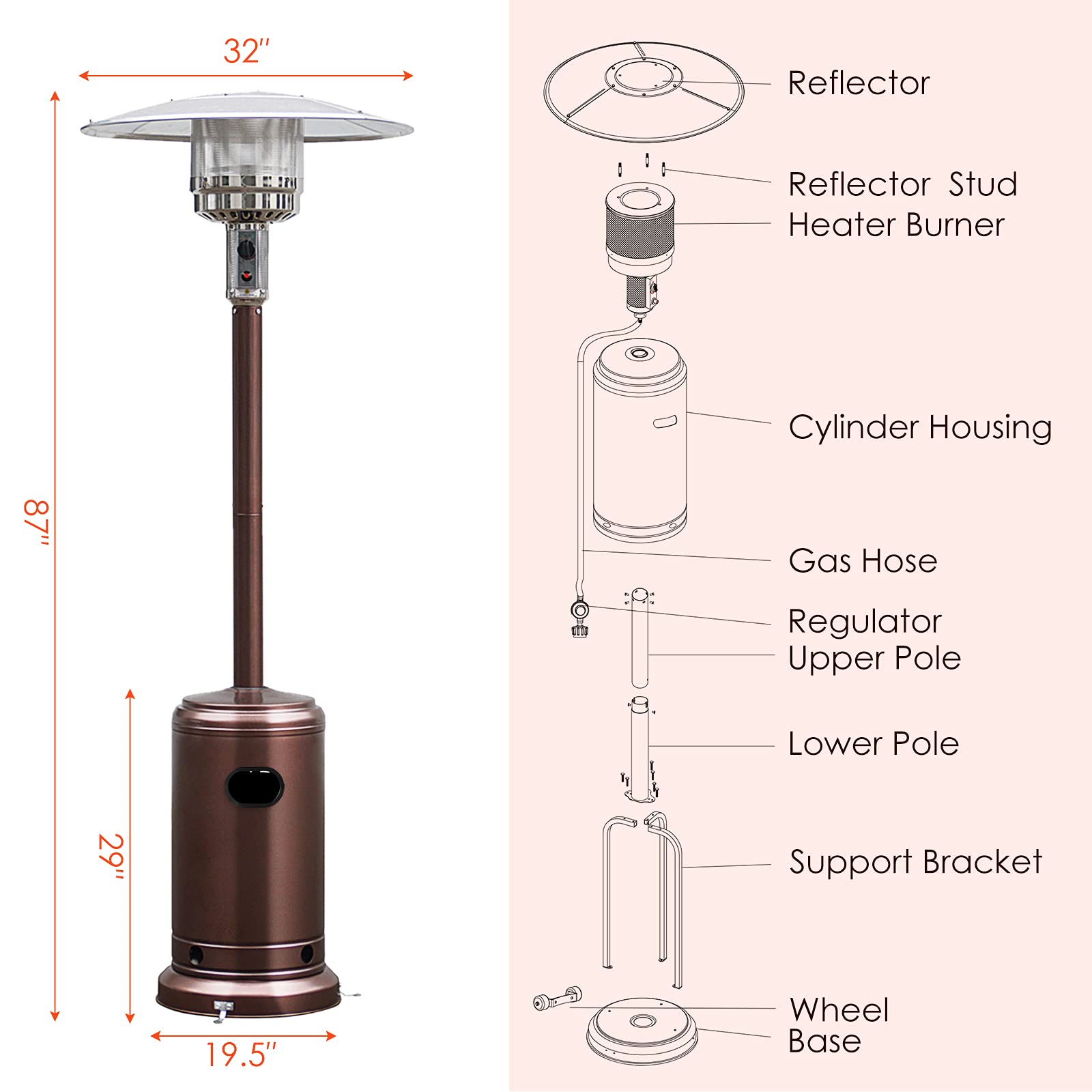 Patio Heater, Portable Propane Heater for Patio and Garden, Portable Heater, Outdoor Heater, Portable Propane Heater, Patio Heater, Heater