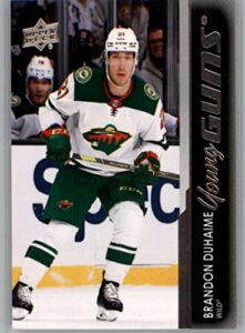 2021-22 upper deck #474 brandon duhaime young gun rc rookie minnesota wild series 2 nhl hockey trading card