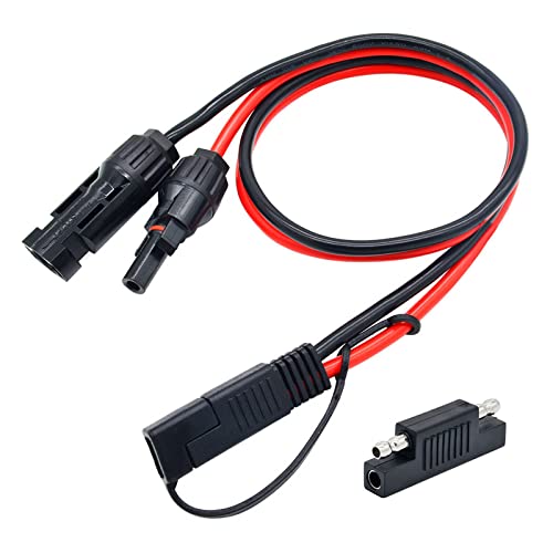 10AWG Solar Panel Connector Cable, 10AWG SAE Connector to Male & Female Solar Connectors Extension Cable Wire for RV Solar Panel DC Power Battery Charger with SAE Polarity Reverse Adapter