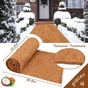 Riare 4 Pack 16 × 80 Inch No-Slip Ice and Snow Carpet Mats- Waterproof Outdoor Coconut Fiber Carpet Anti-Slip Coir Carpet Runner for Walkways, Front Door, Stairs, Porch Safe & Stable Walking