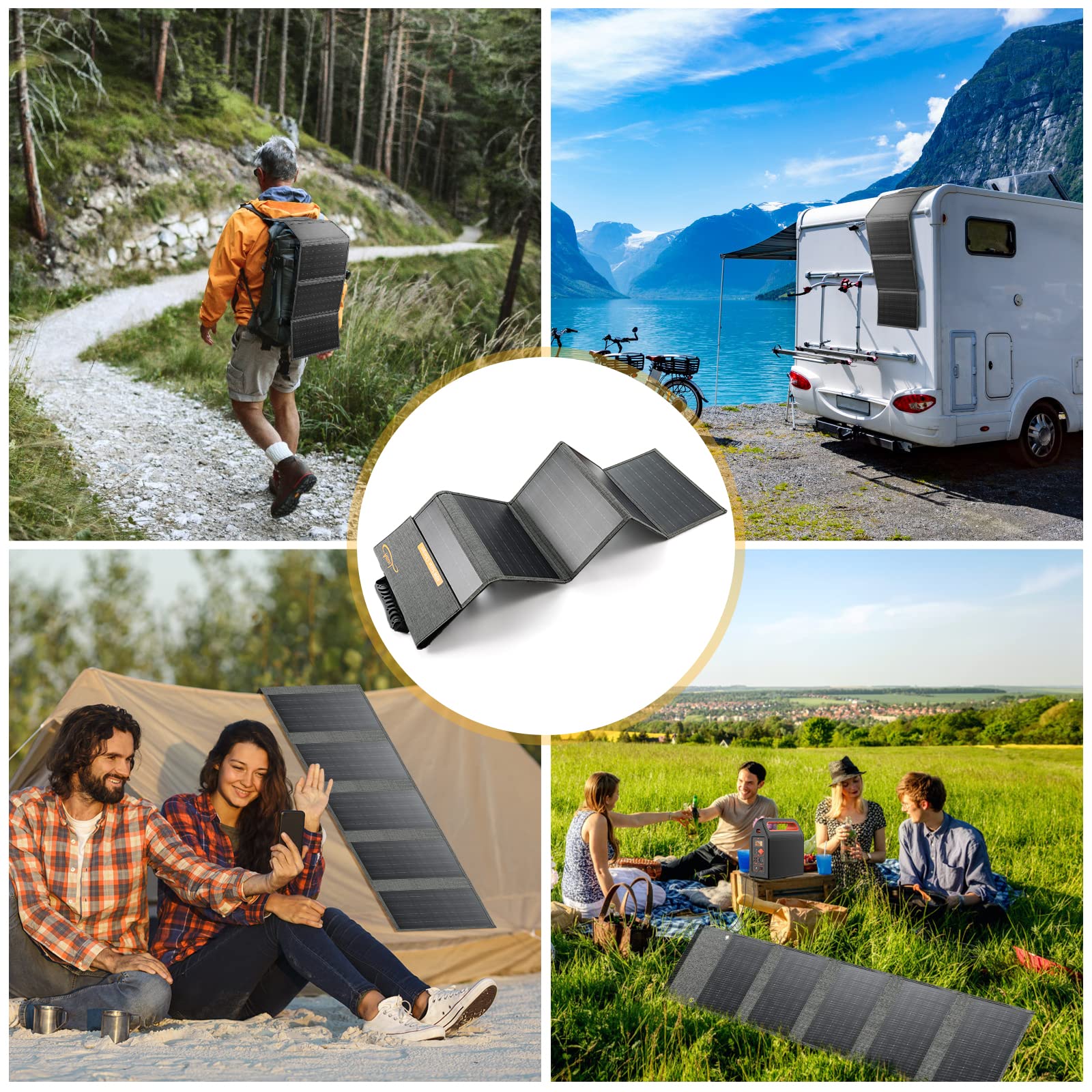 Liarba 40W Solar Panel,Professional Solar Panel Charger,Foldable Solar Panel, Portable Solar Panel with USB QC3.0/DC Port for Compatible with Power Station, Cell Phone,Outdoor Camping Van Rv Trip