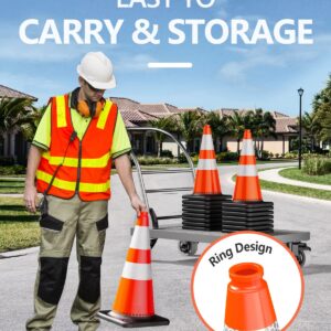 (8 Pack) BATTIFE Traffic Cones 28 Inch with Black Weighted Base,Durable PVC Orange Cone for Traffic Control,Construction Events, Driveway Road Parking Lot