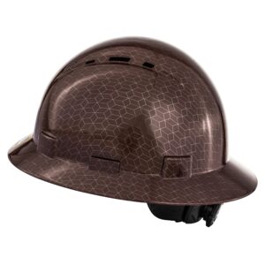 protectx premium full brim hard hat, cascos de construccion for safety, vented, 6-point adjustable ratchet suspension, brown, osha/ansi compliant