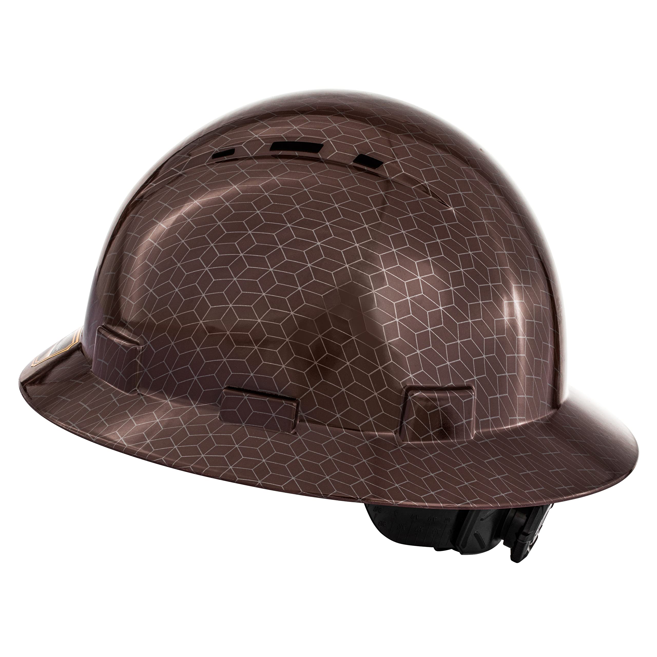 ProtectX Premium Full Brim Hard Hat, Cascos De Construccion for Safety, Vented, 6-Point Adjustable Ratchet Suspension, Brown, OSHA/ANSI Compliant