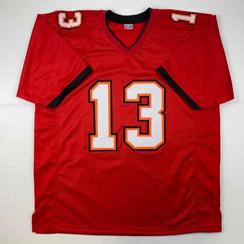 Facsimile Autographed Mike Evans Tampa Bay Red Reprint Laser Auto Football Jersey Size Men's XL