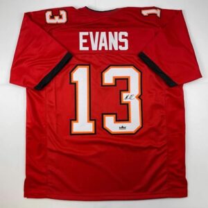 Facsimile Autographed Mike Evans Tampa Bay Red Reprint Laser Auto Football Jersey Size Men's XL