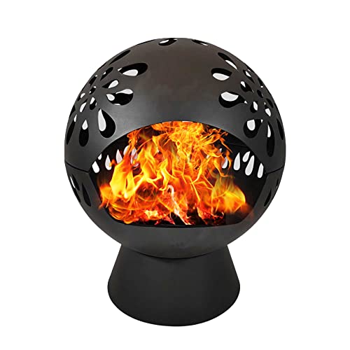 Outdoor Fire Pit Wood Burning,Outdoor Round Wood Burning Fire Pit Bowl with Ash Shovel Ash Collector