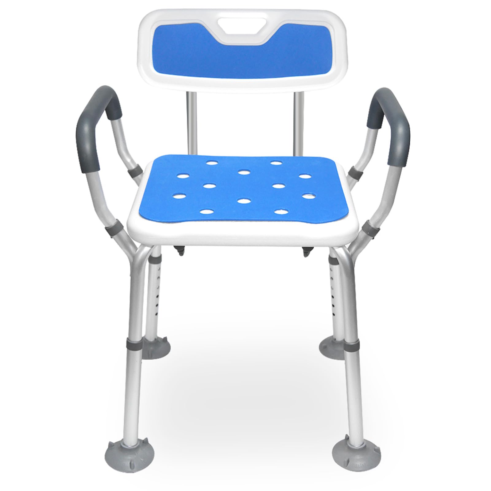 Shower Chair with Arms Heavy Duty Bath Chair with Back Inside Shower Transfer Bath Seat Padded Bench Portable Lift Height Adjustable Legs for Bathtub Non-Slip feet