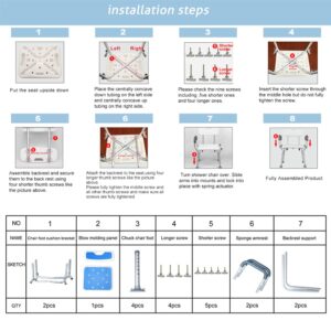 Shower Chair with Arms Heavy Duty Bath Chair with Back Inside Shower Transfer Bath Seat Padded Bench Portable Lift Height Adjustable Legs for Bathtub Non-Slip feet