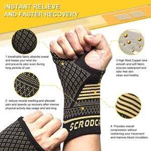 Scrodcat Copper Wrist Compression Sleeves (1 Pair) Breathable and Comfortable Carpal Tunnel Wrist Brace for Arthritis, Tendonitis, Sprains, Workout Wrist Support for Women and Men (M)