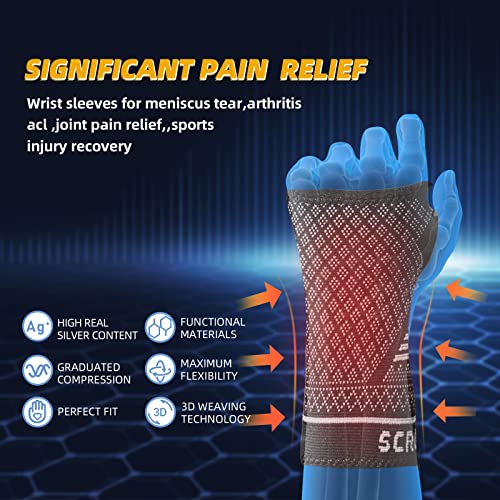 Scrodcat Copper Wrist Compression Sleeves (1 Pair) Breathable and Comfortable Carpal Tunnel Wrist Brace for Arthritis, Tendonitis, Sprains, Workout Wrist Support for Women and Men (M)