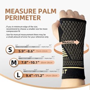 Scrodcat Copper Wrist Compression Sleeves (1 Pair) Breathable and Comfortable Carpal Tunnel Wrist Brace for Arthritis, Tendonitis, Sprains, Workout Wrist Support for Women and Men (M)