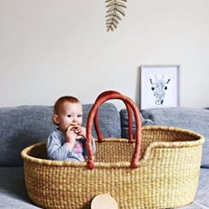 Baby Moses Basket, Size 12x18x30 in, Bolga Woven baby bed, Newborn baby gift, modern baby bed, African Bed (A)