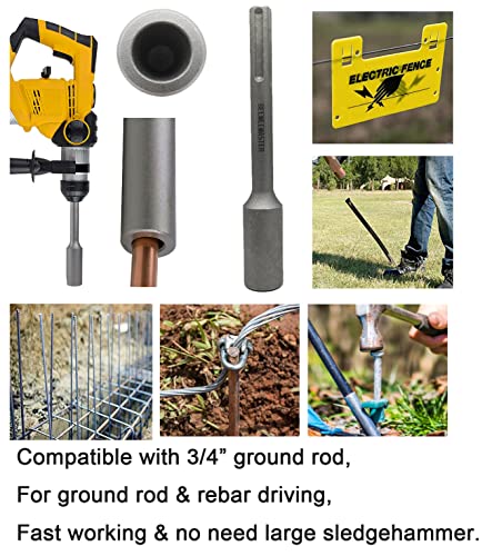 BEEMEEMASTER 3/4 Inches SDS MAX Ground Rod Driver Socket for Rotary Hammer Drill, Drive 3/4 in. Ground Rods Rebars