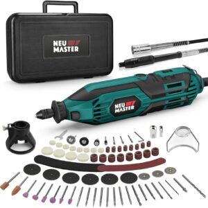 neu master 180w rotary tool kit, corded power rotary tools with 165 accessories and 6 variable speed, 10000-35000rpm electric drill set for handmade crafting projects and diy creations