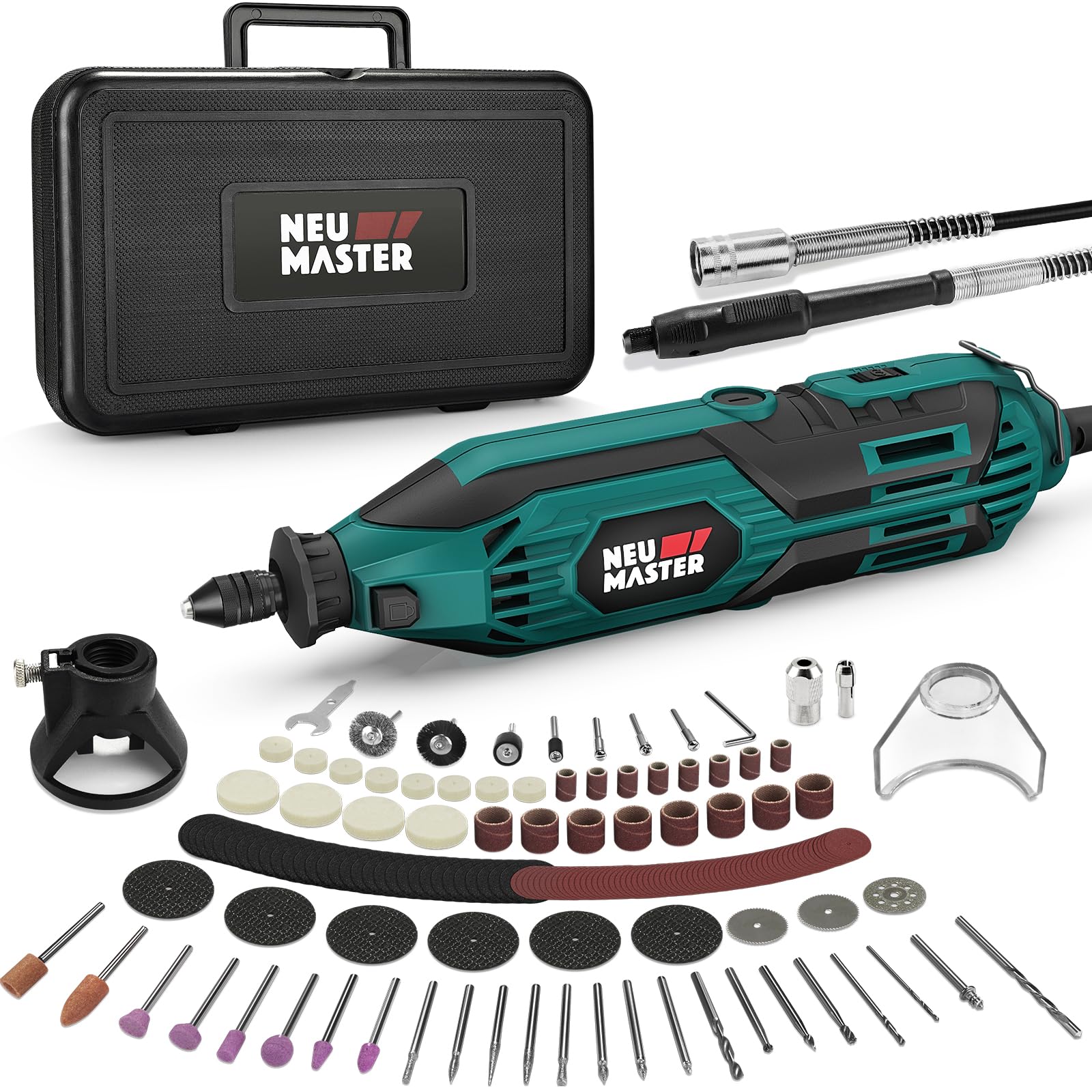 NEU MASTER 180W Rotary Tool Kit, Corded Power Rotary Tools with 165 Accessories and 6 Variable Speed, 10000-35000RPM Electric Drill Set for Handmade Crafting Projects and DIY Creations