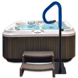 hot tub handrail 57"h spa safety handrail pivots 360 to accommodate entering and exiting the spa /600lbs capacity /slide-under base