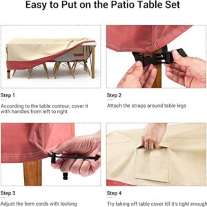 Patio Furniture Covers Waterproof, Outdoor Table Cover 600D Heavy Duty, Dlopede Outdoor Furniture Cover Waterproof Patio Table Sofa Cover, 108" W x 82" D x 28" H, Beige & Orange