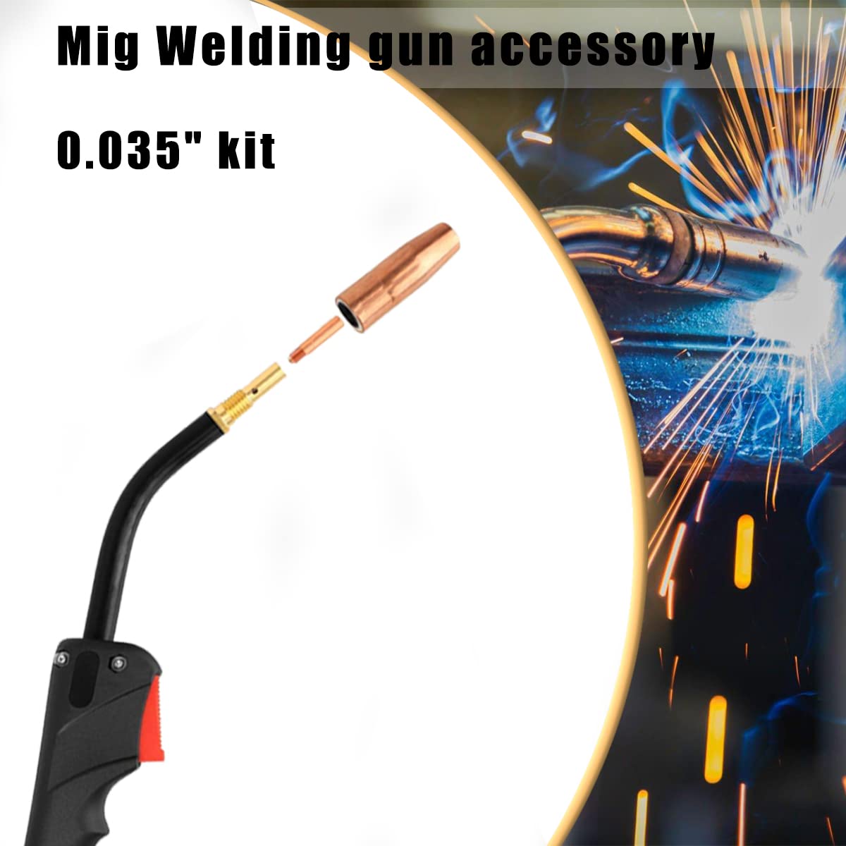 46pcs Mig welding gun parts kit .035" for Lincoln Magnum 100L and Tweco Mini/#1 style standard，40pcs Contact Tips 11-35 0.035" + 3pcs gas nozzles 21-50 1/2" + 3pcs gas diffusers 35-50