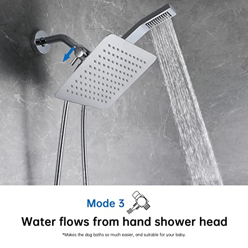 G-Promise Metal 3-Way Shower Diverter with Shut-off Setting and Handheld Holder for Bathroom Shower System, 4 Settings Diverter for Fixed Rain Showerhead and Handheld, Universal Replacement Part