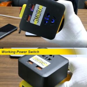 150W Portable Power Supply Inverter Fit for Dewalt Battery, DC 18-20v to AC 110-120v for Road Trip Home Emergency Laptops and Other Small Devices Tool, with Dual USB 5V 3.1A and 1 AC Socket