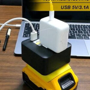 150W Portable Power Supply Inverter Fit for Dewalt Battery, DC 18-20v to AC 110-120v for Road Trip Home Emergency Laptops and Other Small Devices Tool, with Dual USB 5V 3.1A and 1 AC Socket