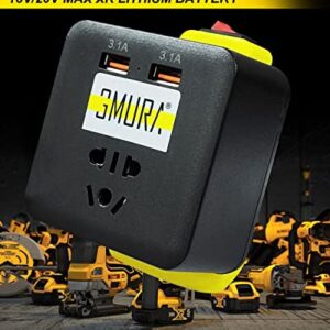 150W Portable Power Supply Inverter Fit for Dewalt Battery, DC 18-20v to AC 110-120v for Road Trip Home Emergency Laptops and Other Small Devices Tool, with Dual USB 5V 3.1A and 1 AC Socket