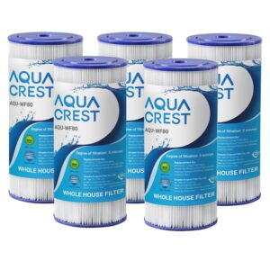 aquacrest fxhsc whole house water filter, replacement for ge fxhsc, gxwh40l, gxwh35f, american plumber w50pehd, w10-pr, culligan r50-bbsa, 5 micron, 10" x 4.5", high flow sediment filters, pack of 5