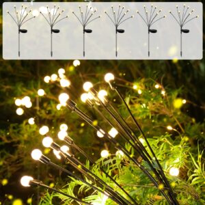 mopha solar garden lights, 6 pack swaying solar lights outdoor waterproof, solar firefly lights decorative with high flexibility iron wire & heavy bulb base, for outdoor, patio, yard & garden decor