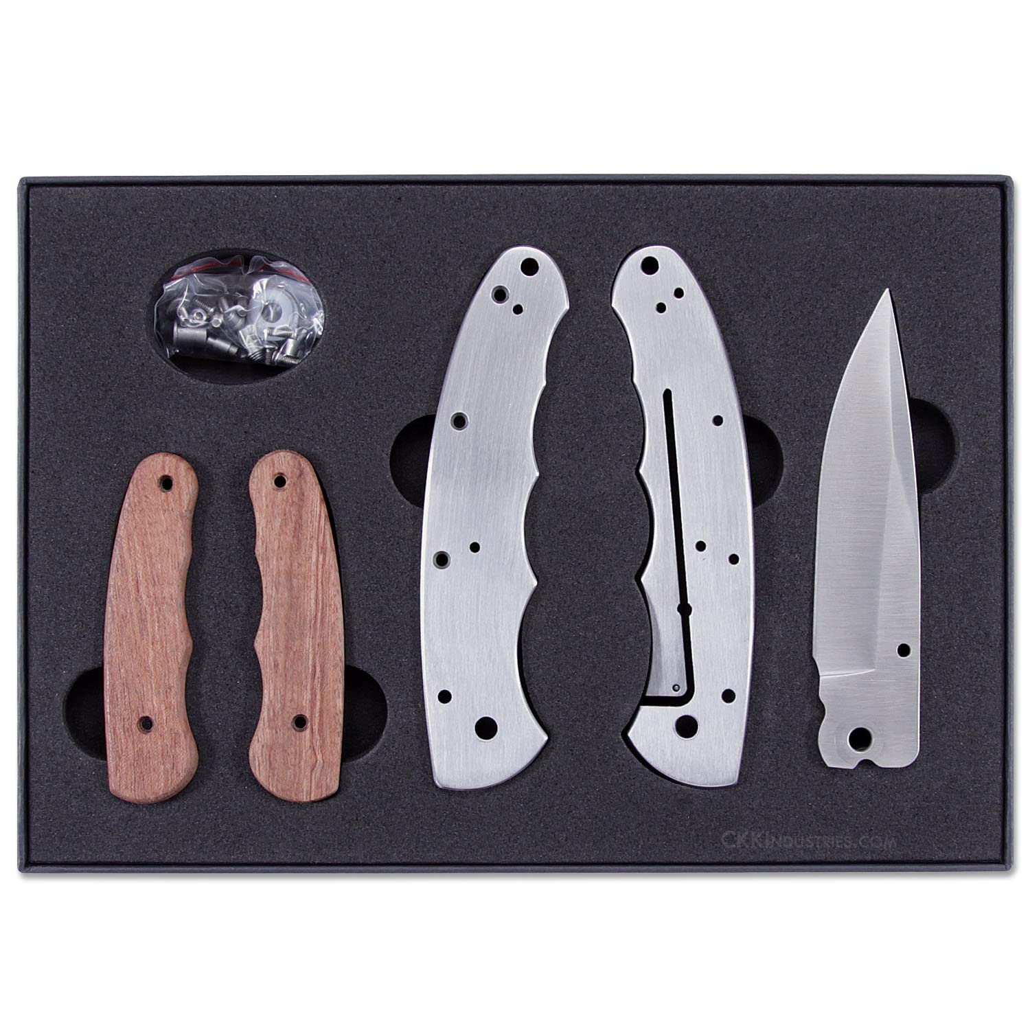 EZSMITH Bull Shark Knife Kit - Framelock Folding Knife Design - (All Parts Included) - (with Bubinga Wood Handles) - (Gift Boxed) - (USA Design)