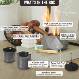 Decoram Portable Tabletop Fire Pit - Mini Fire Pit for Indoor & Outdoor Use - Table Top Fire Pit Bowl with Extinguisher, Steel Burn Chamber, Wool Insert, Bamboo Sticks for Smores, Dark Gray