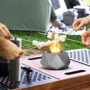 Decoram Portable Tabletop Fire Pit - Mini Fire Pit for Indoor & Outdoor Use - Table Top Fire Pit Bowl with Extinguisher, Steel Burn Chamber, Wool Insert, Bamboo Sticks for Smores, Dark Gray