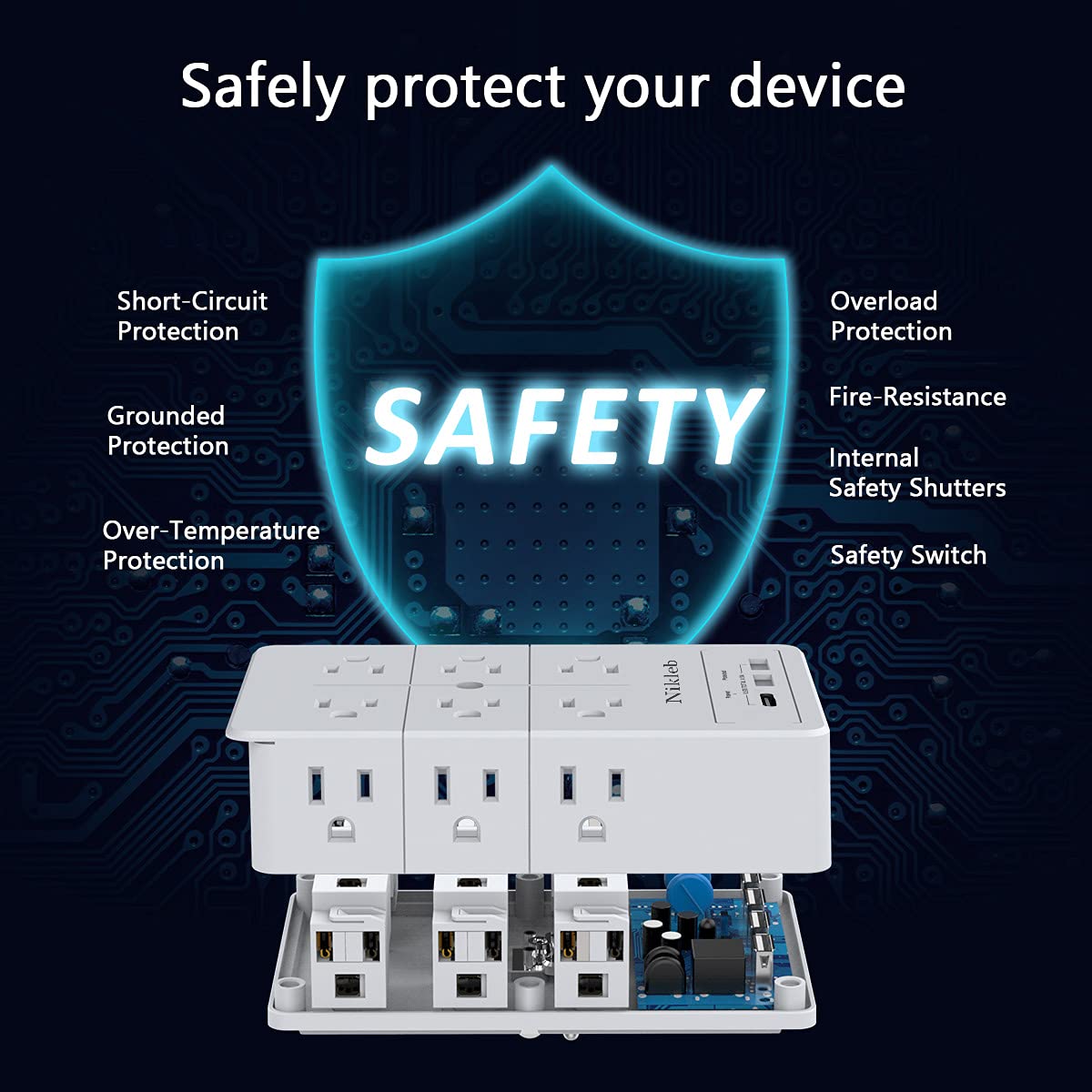 Surge Protector Outlet Extender Nikleb 12 Outlets Heavy Duty