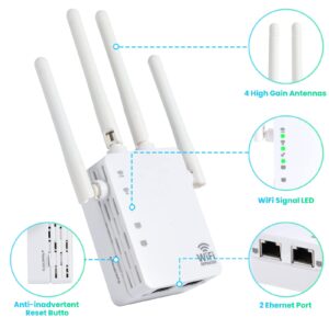 WiFi Extenders Signal Booster for Home Cover Up to 12880 sq. ft & 105 Devices, WiFi Extender, 1200Mbps WiFi Amplifier, WiFi Range Extender, WiFi Booster, Internet Booster, WiFi Extender Booster