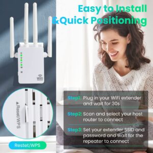 WiFi Extenders Signal Booster for Home Cover Up to 12880 sq. ft & 105 Devices, WiFi Extender, 1200Mbps WiFi Amplifier, WiFi Range Extender, WiFi Booster, Internet Booster, WiFi Extender Booster