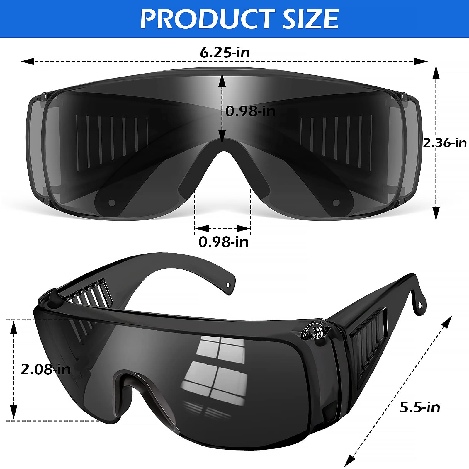OXG Anti Fog Safety Glasses, ANSI Z87.1 Certified Over Prescription Glasses Safety Goggles UV Protection Impact Resistant Eyewear Protective