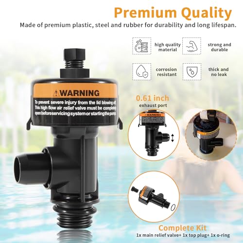 johntruck 98209803 98209800 High Flow Manual Air Relief Valve Replacement, Air Pressure Release Valve Assembly, for Pool and Spa Filters