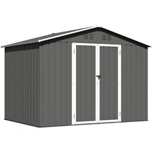 outdoor storage sheds 8 x 6 ft lockable metal garden shed steel anti-corrosion storage house with double lockable door for backyard outdoor patio