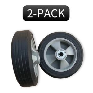 (2- Pack) Run-Flat Solid Rubber Replacement Tire 8" x 2'' with a 5/8" axle for Hand Trucks, Wheelbarrows, Dollies, Trolleys and More – Run Flat with 500 lbs Max Loads