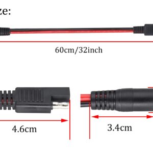 HCFeng 14AWG SAE to DC Power Cable SAE to DC5521 Female Adapter Cable withDC8*0.9/6.5*3/5.5*2.5/4*1.7/3.5*1.35(MM)/SAE Polarity Reverse Adapter for Solar Panel Charger (2ft/60cm)(2pack)