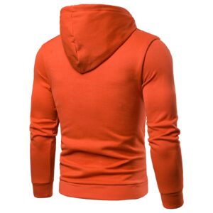 Maiyifu-GJ Men's Casual Solid Pullover Hoodies Long Sleeves Gym Hooded Sweatshirt Lightweight Drawstring Athletic Hoodie (Orange,Large)