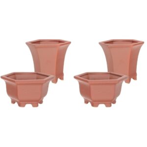 yarnow terra cotta pots 4pcs planting plant office pottery desk terracotta flower small drainage favor ceramic plants bonsai pots wedding flowerpot clay indoor planters hexagon chinese orchid pots