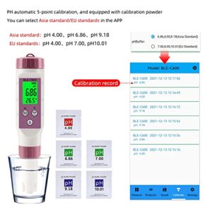 Digital PH Meter, 7 in 1 Bluetooth PH, TDS, EC, ORP, SG, Salinity and Temperature Tester Pen 0.01 High Accuracy for Household Drinking, Hydroponics, Pools and Aquarium